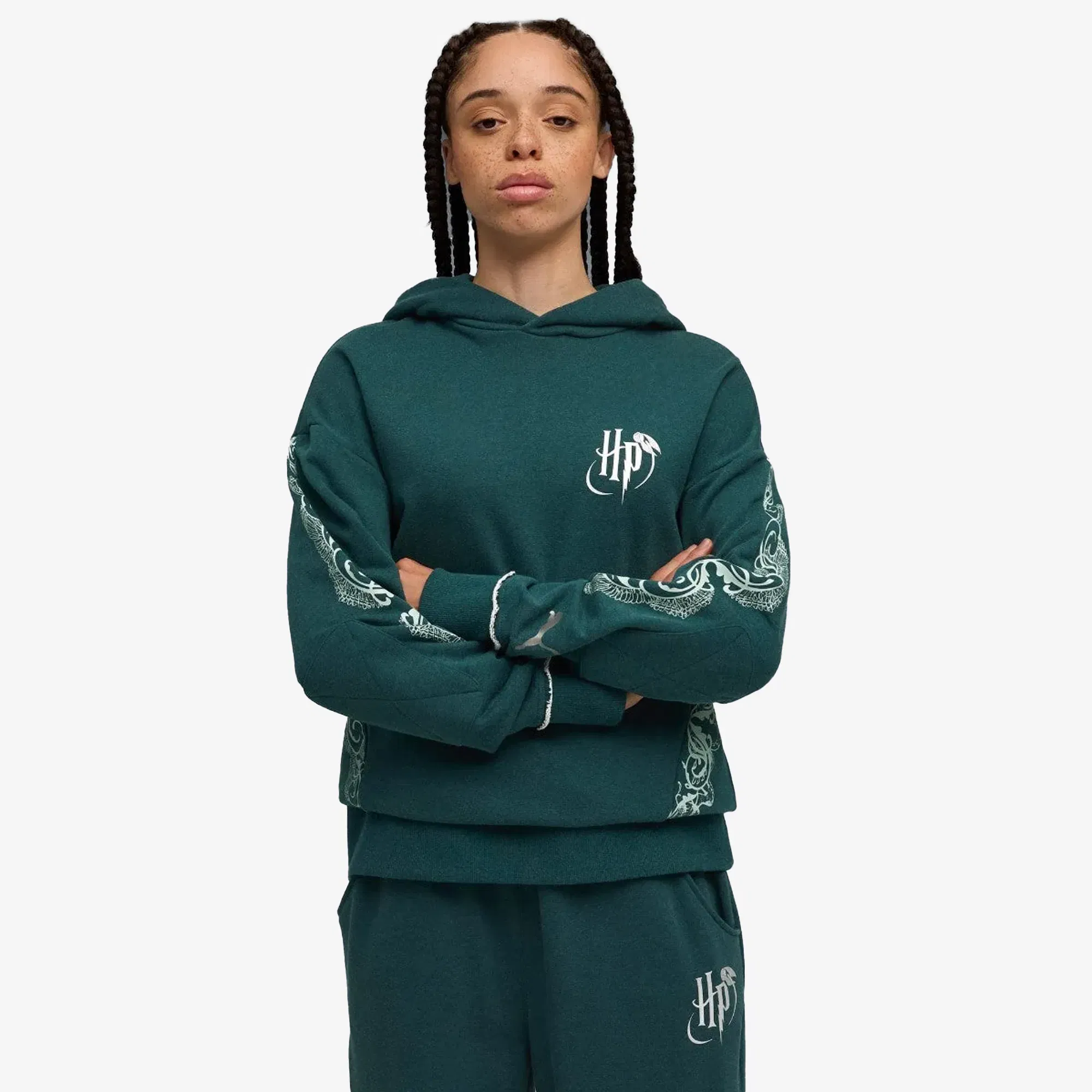 Puma HOOPS x HARRY POTTER HOODIE { GREEN TERRAIN-HEATHER