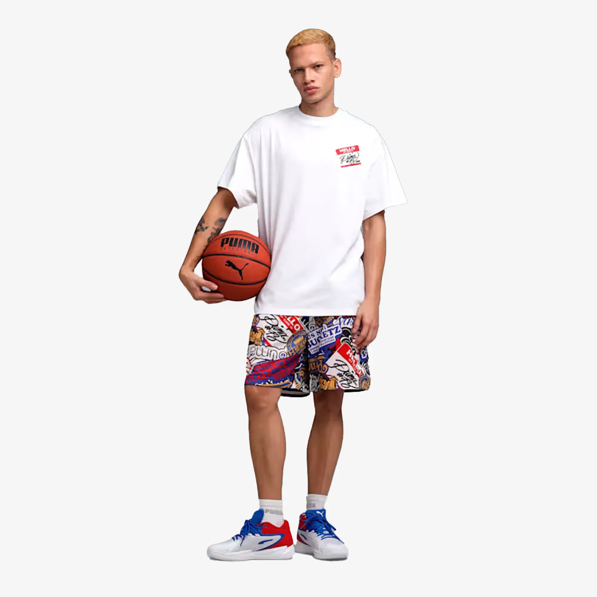 PUMA HOOPERS HOTLINE PRINTED 7" BASKETBALL SHORTS { MULTI