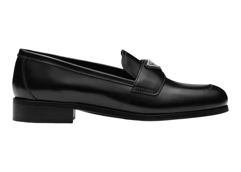 Prada 25mm Penny Loafer Black Brushed Leather