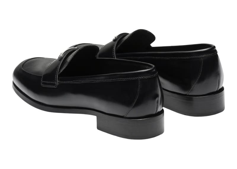 Prada 25mm Penny Loafer Black Brushed Leather