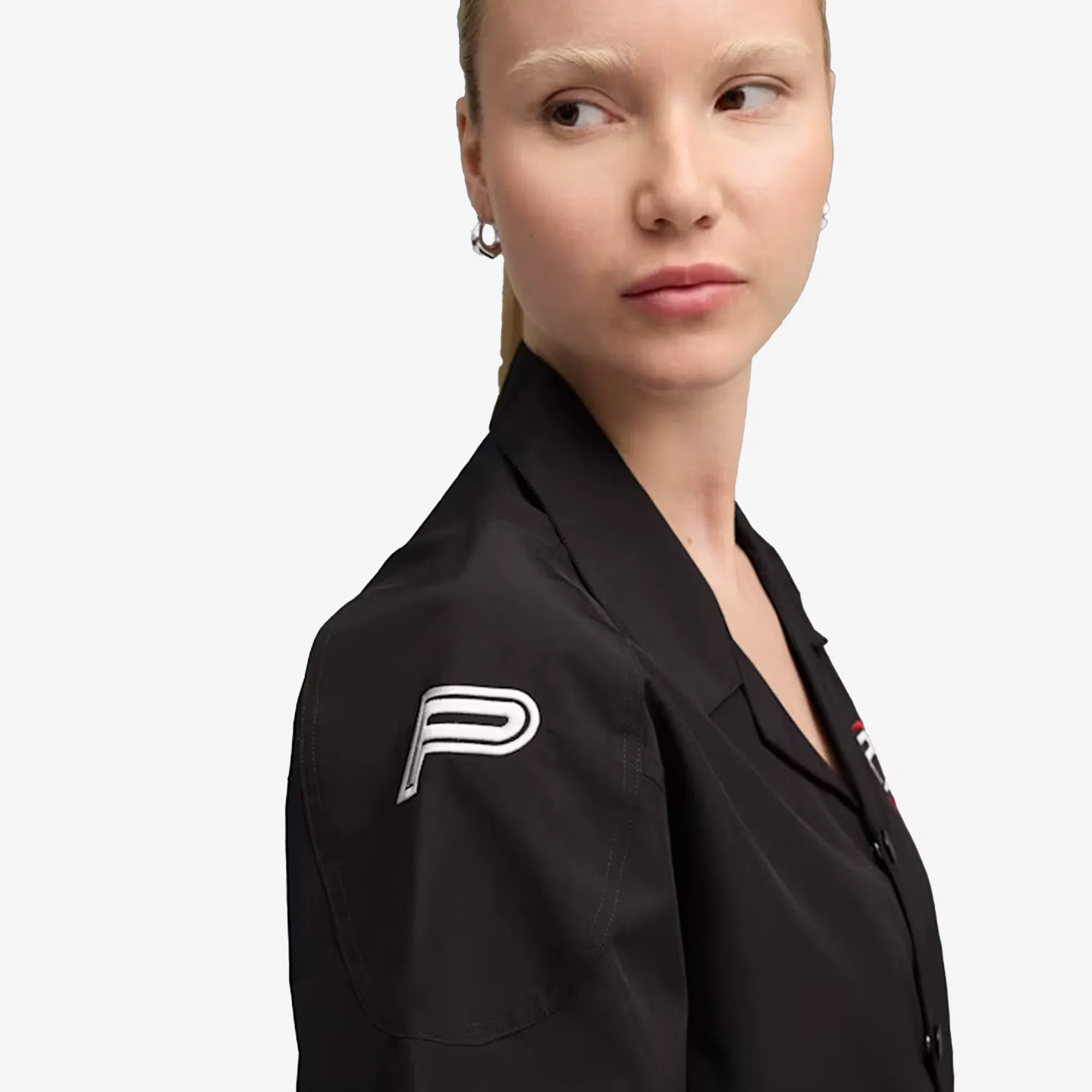 PUMA FUTURE ARCHIVE GRAPHIC EMBROIDERED SHIRT { BLACK