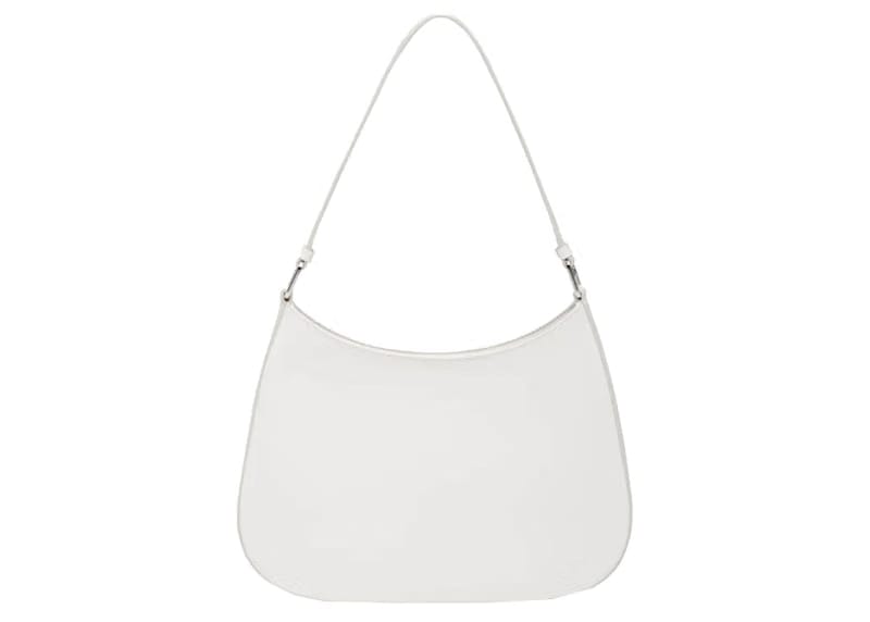 Prada Cleo Brushed Leather Shoulder Bag White