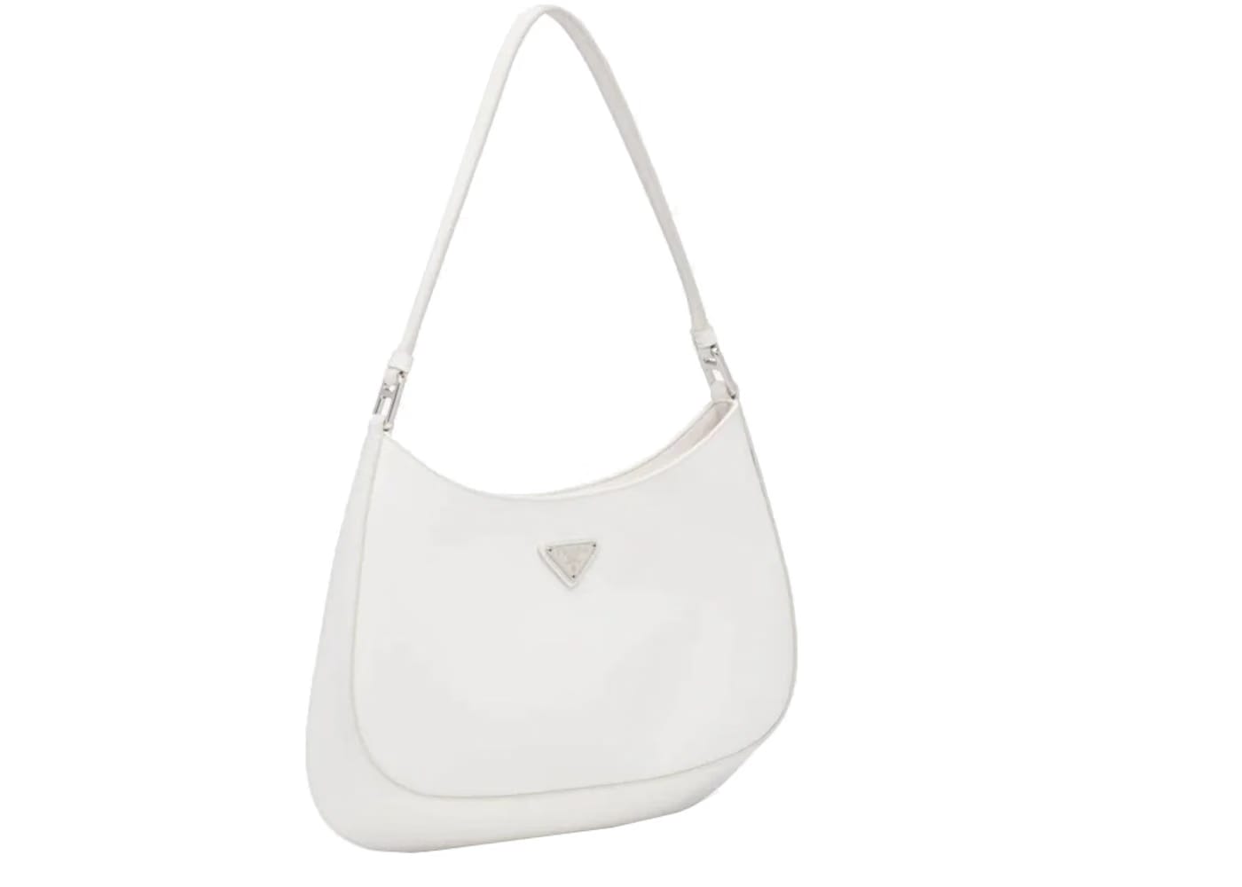 Prada Cleo Brushed Leather Shoulder Bag White
