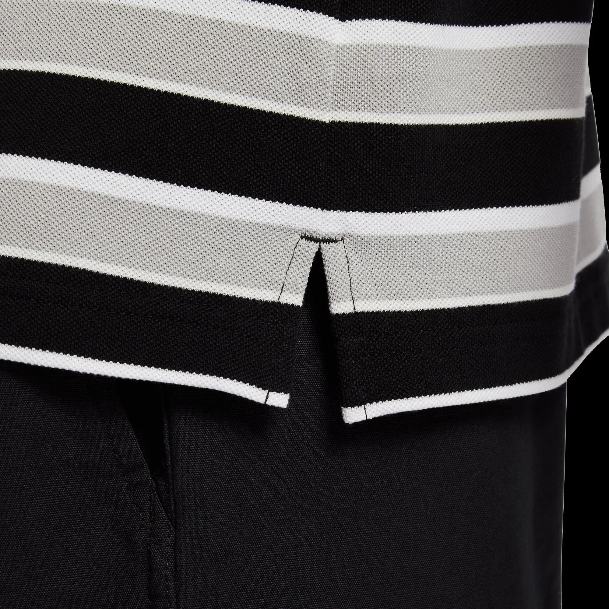 NIKE CLUB STRIPED POLO T-SHIRT { BLACK/WHITE
