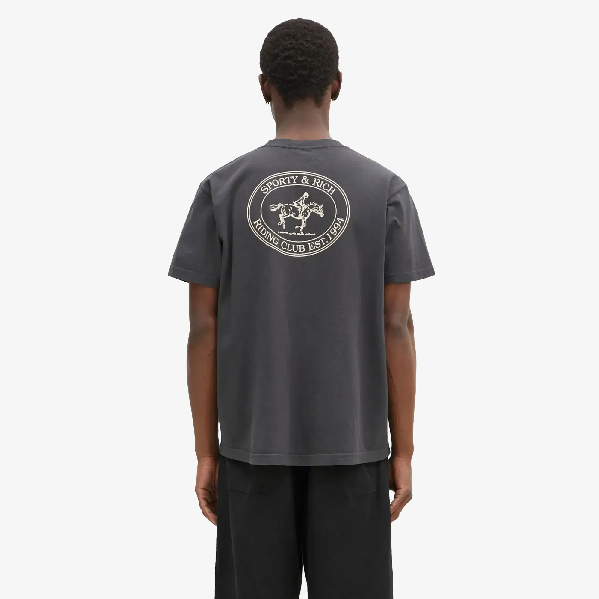 SPORTY & RICH RIDING CLUB T-Shirt { FADED BLACK