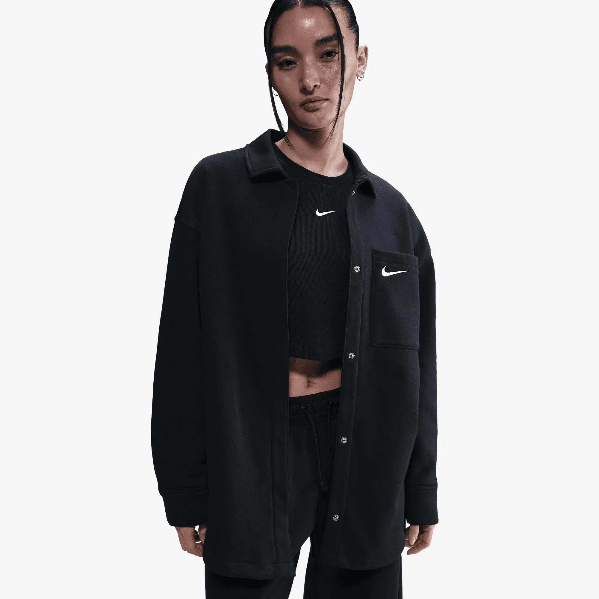 NIKE PHOENIX FLEECE { BLACK/SAIL