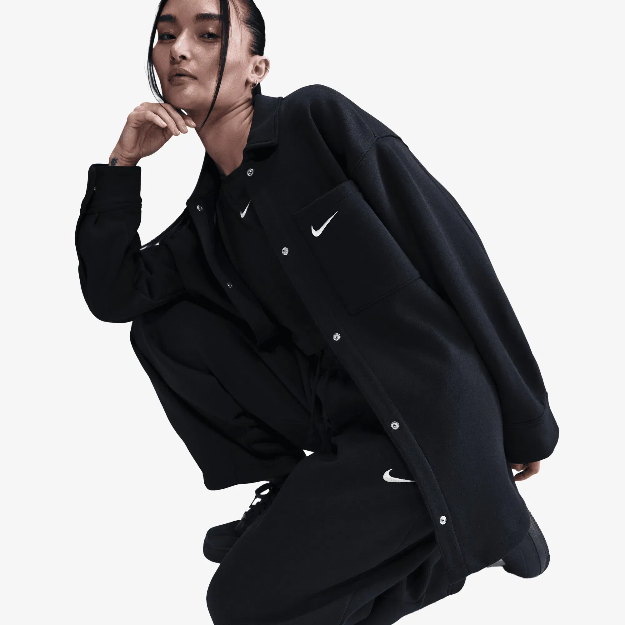 NIKE PHOENIX FLEECE { BLACK/SAIL