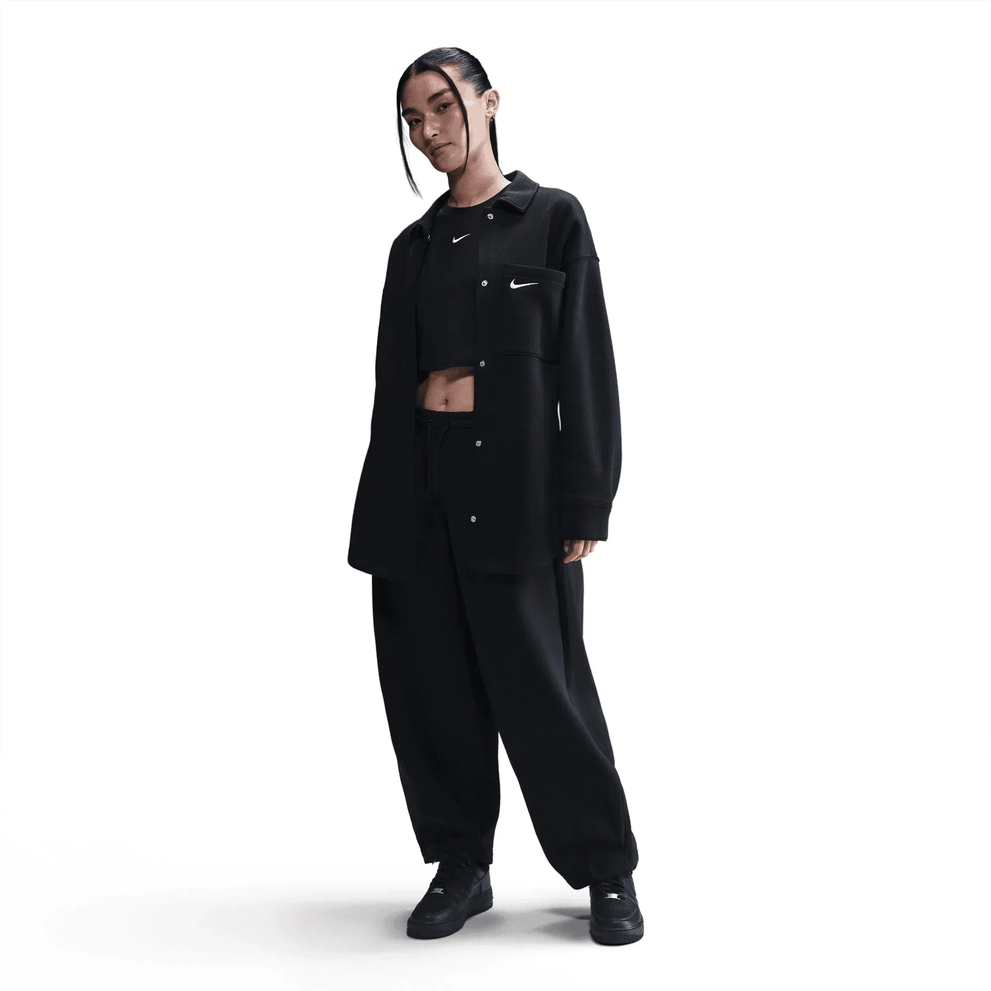 NIKE PHOENIX FLEECE { BLACK/SAIL