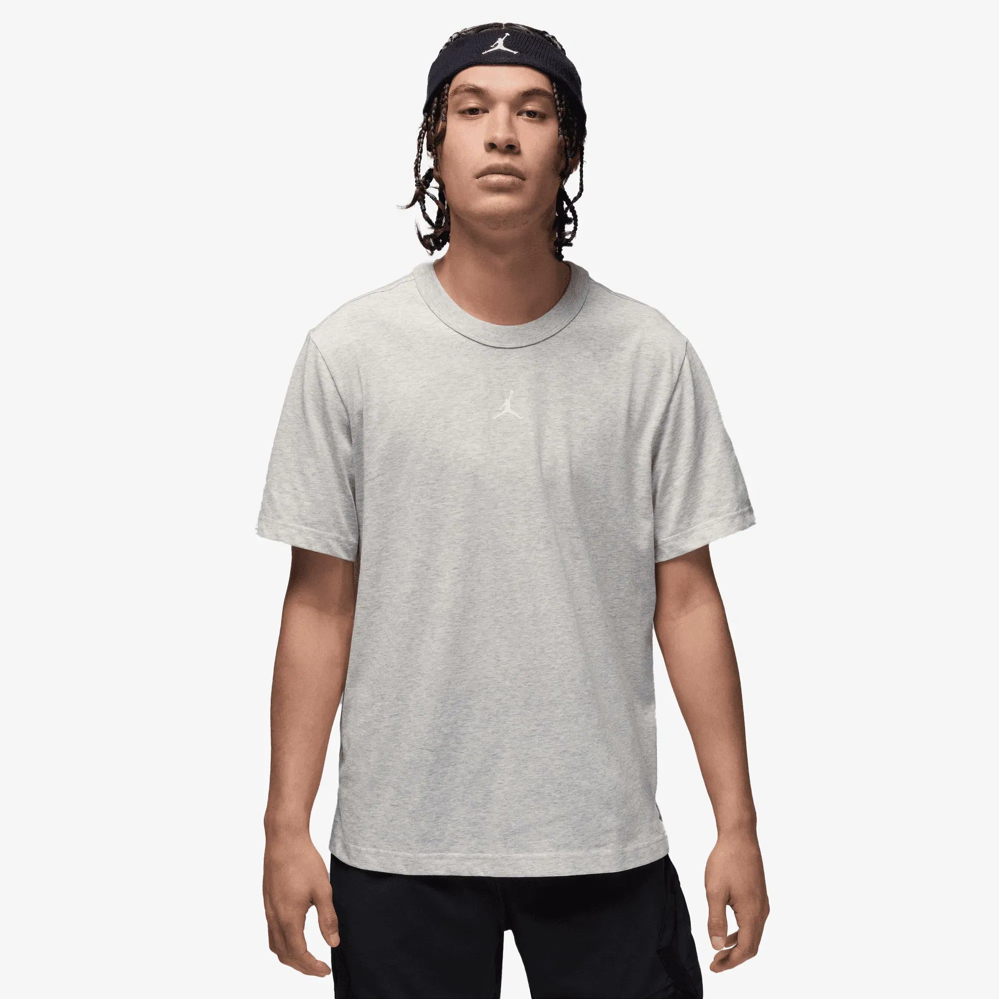 Jordan DRI FIT SHORT-SLEEVE TOP { GREY HEATHER/WHITE