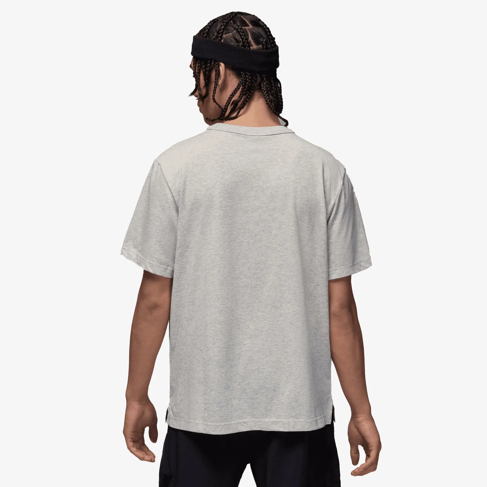 Jordan DRI FIT SHORT-SLEEVE TOP { GREY HEATHER/WHITE