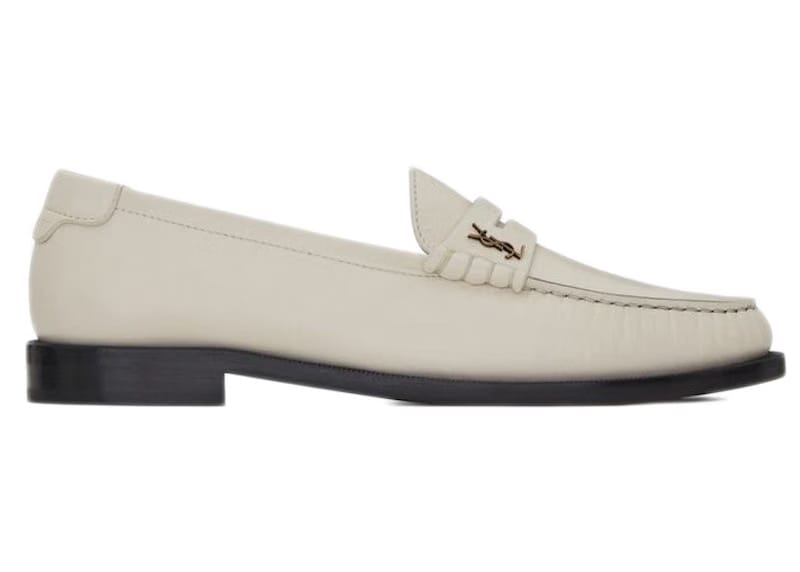 Saint Laurent LE Loafer Penny Slippers Pearl