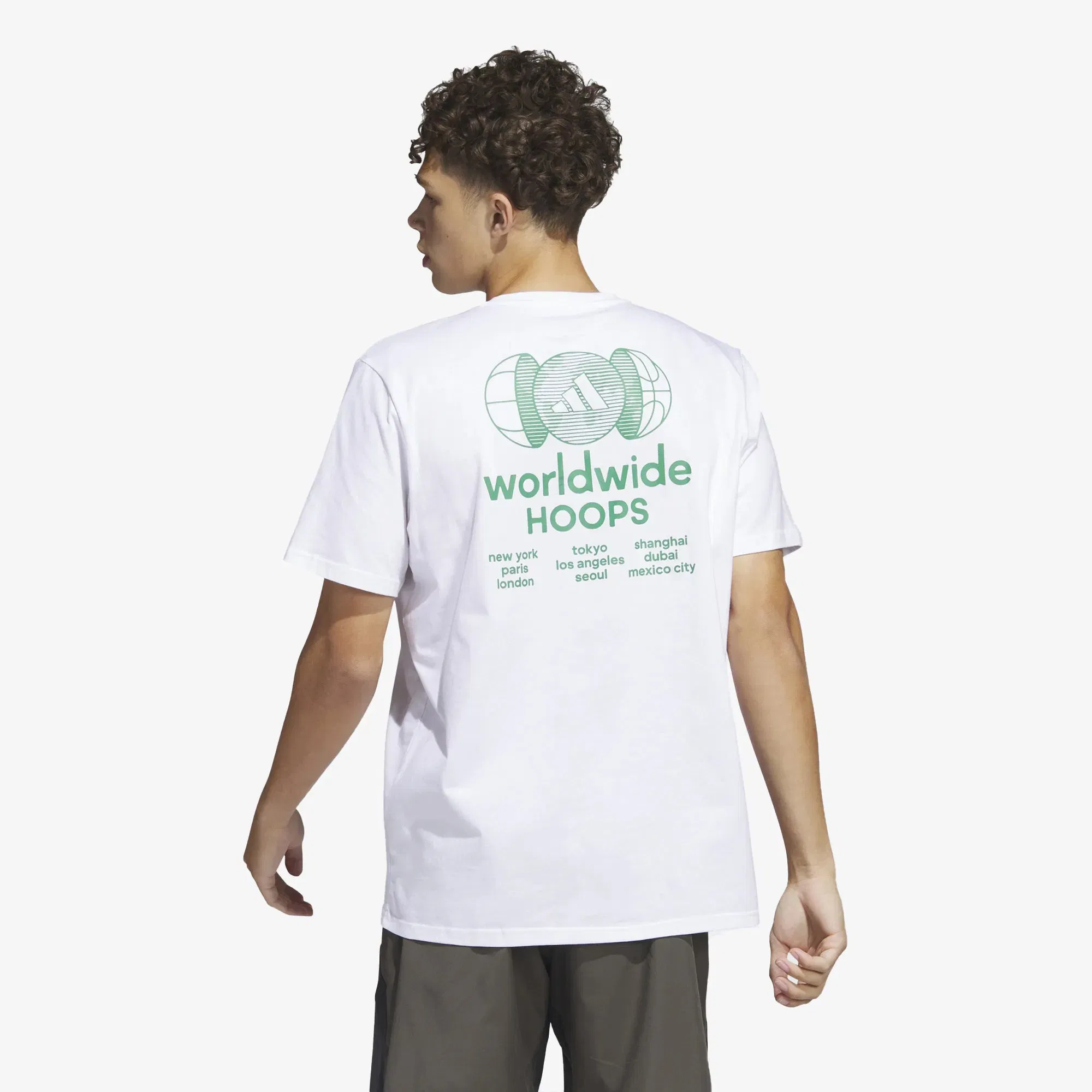 Adidas WORLDWIDE HOOPS CITY BASKETBALL GRAPHIC T-Shirt { WHITE