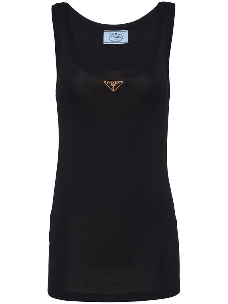 Prada Enamel Logo Plaque Tank Top Black