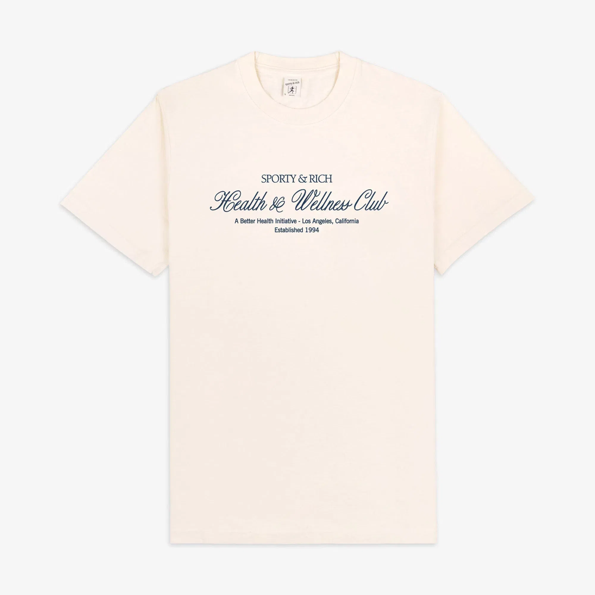 SPORTY & RICH H&W CLUB T-SHIRT { CREAM/NAVY