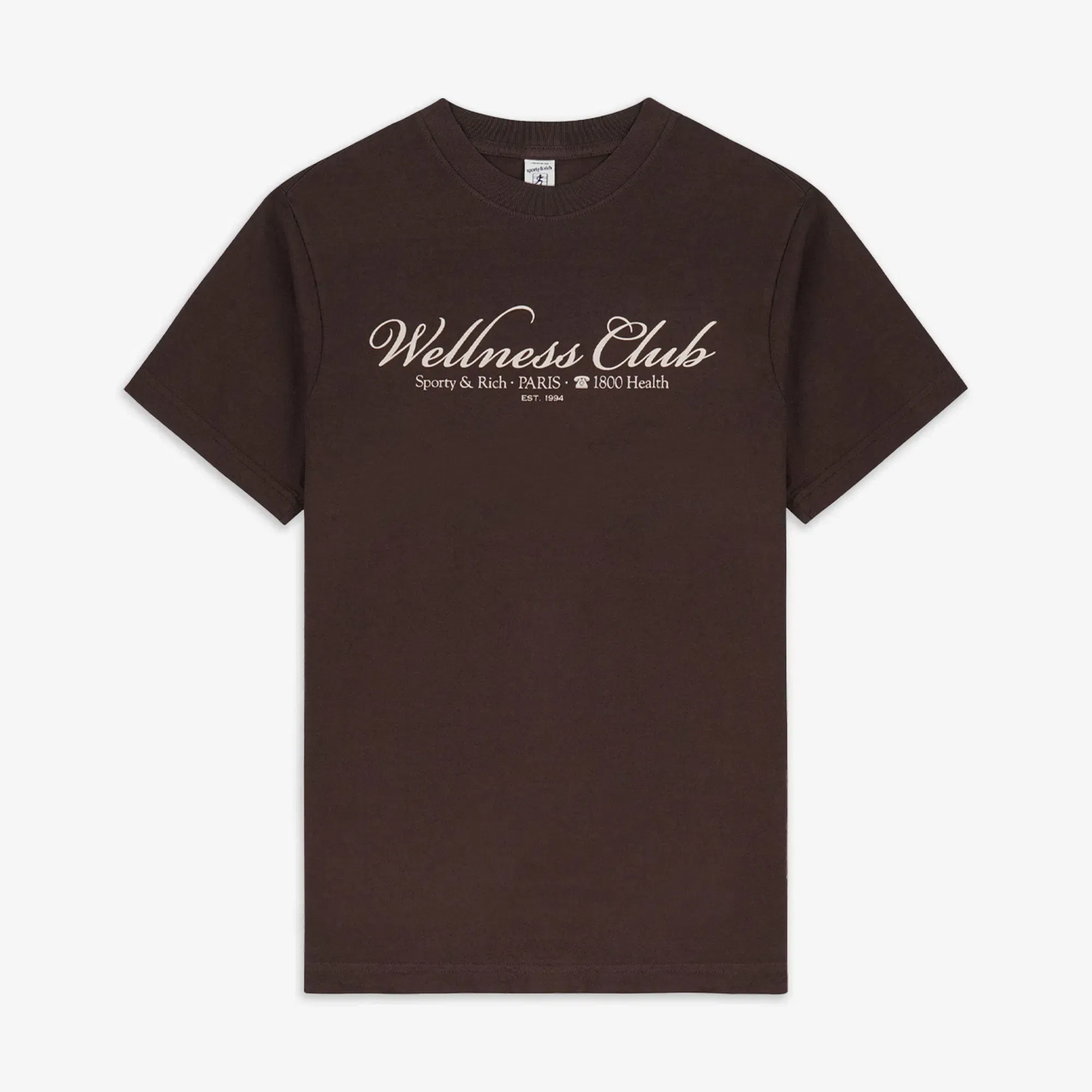 SPORTY & RICH 1800 HEALTH T-SHIRT { CHOCOLATE/CREAM