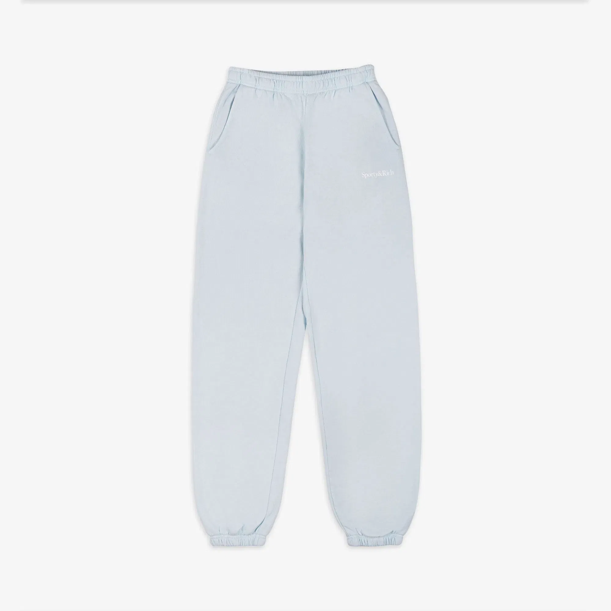 SPORTY & RICH SERIF LOGO SWEATPANT { BABY BLUE/WHITE