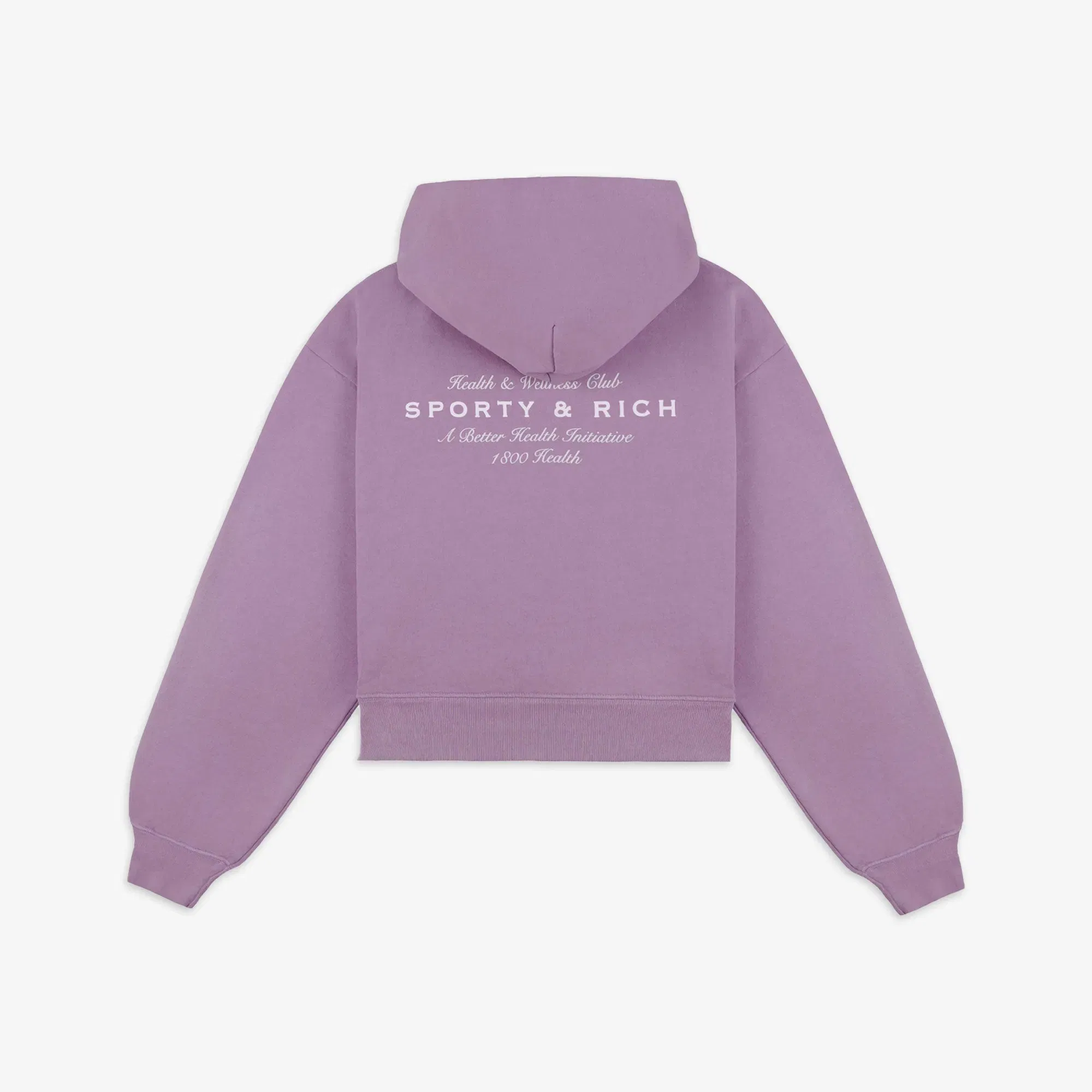 SPORTY & RICH HEALTH INITIATIVE CROPPED HOODIE { SOFT LAVENDER/WHITE