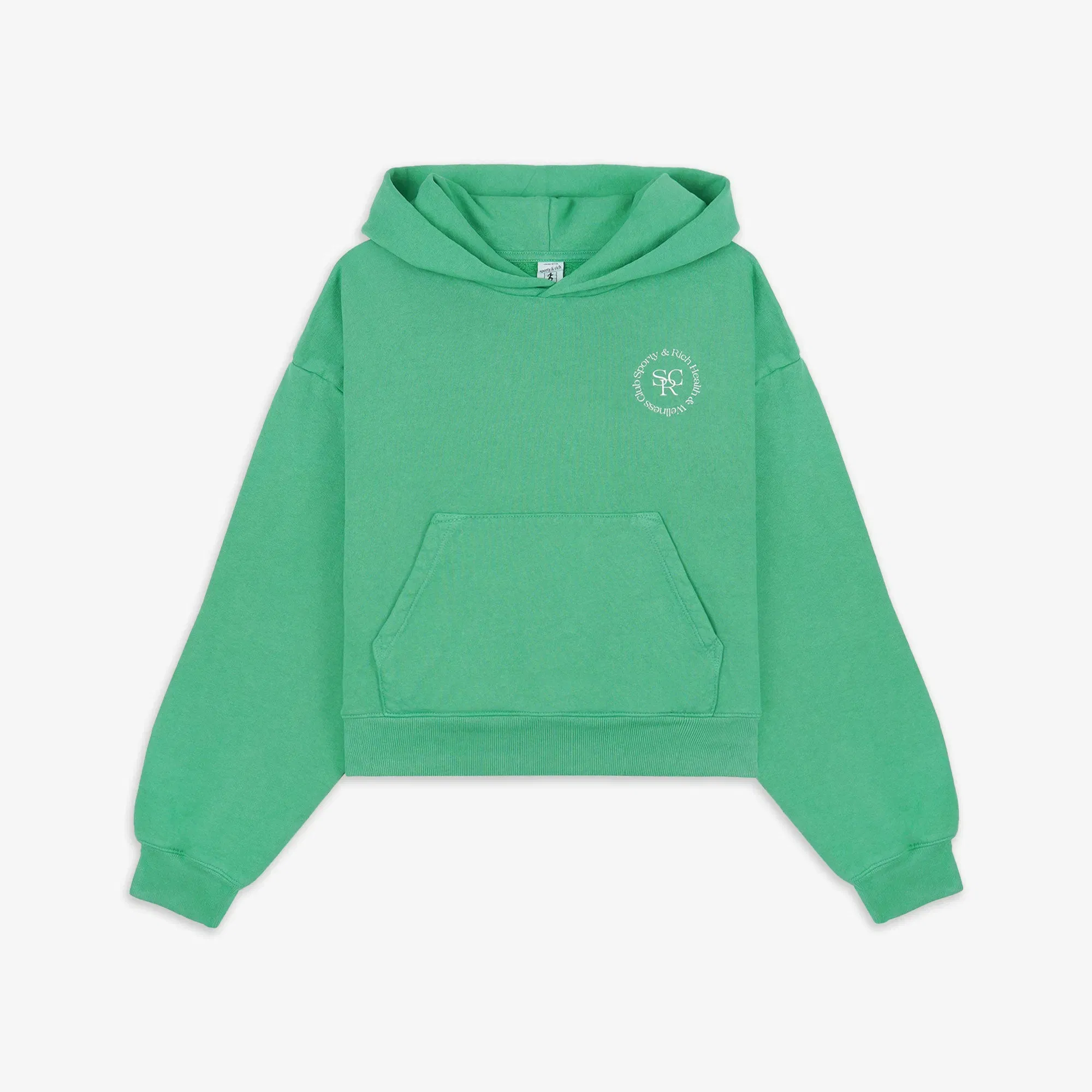 SPORTY & RICH SRHWC CROPPED HOODIE { VERDE/WHITE