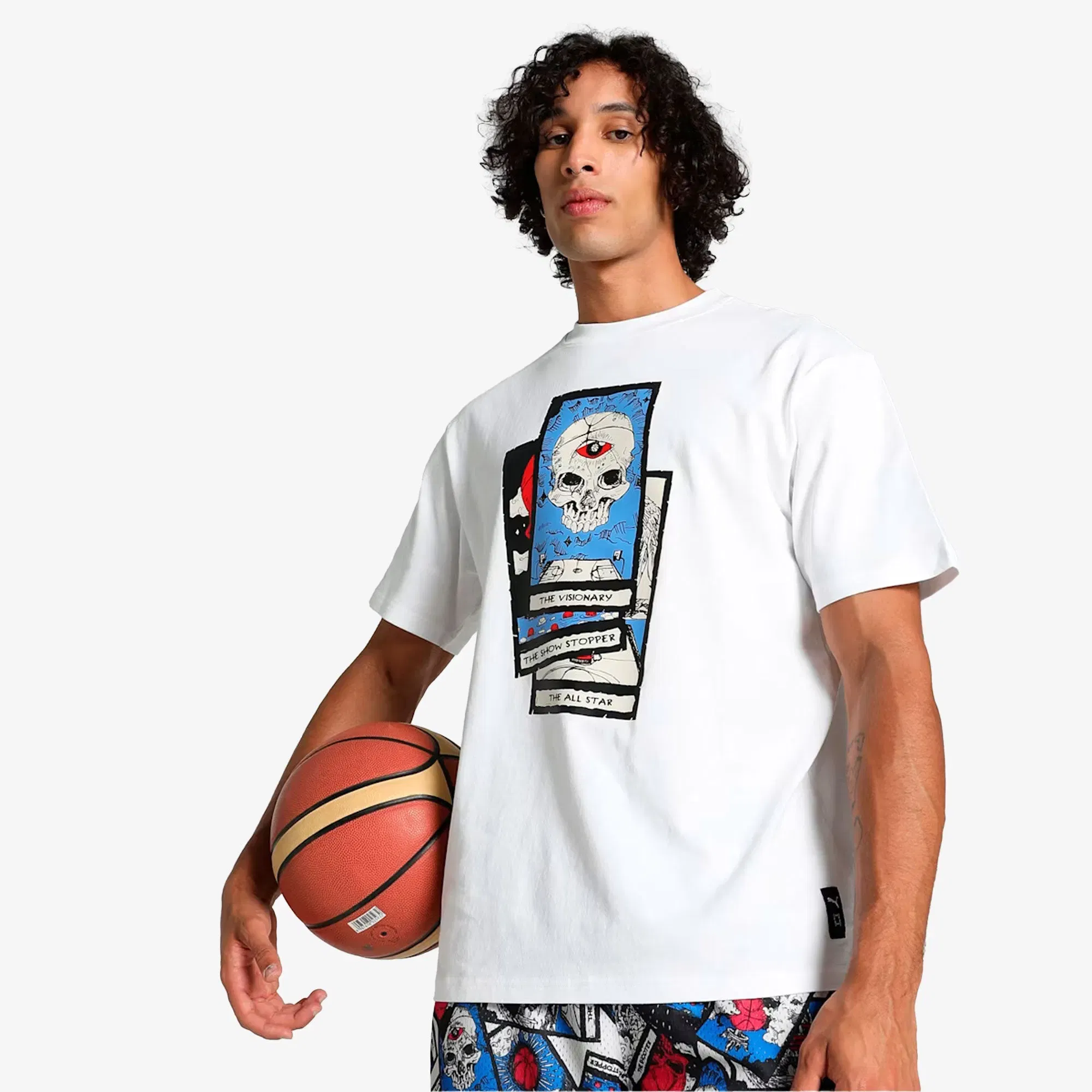 Puma HOOPS DECK BASKETBALL T-SHIRT { WHITE