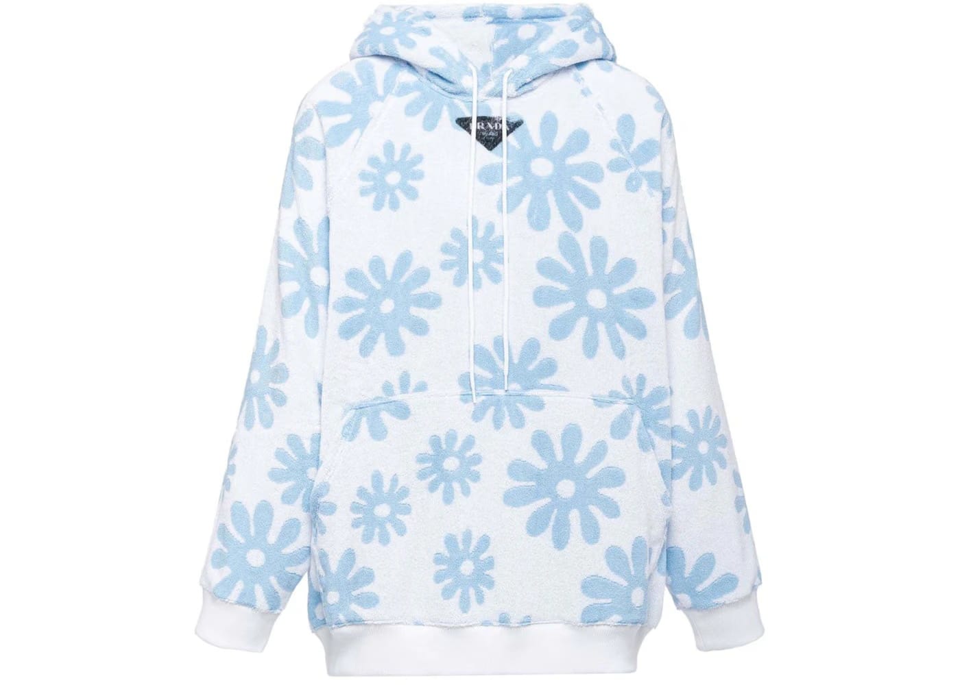 Prada Floral Print Hoodie Blue