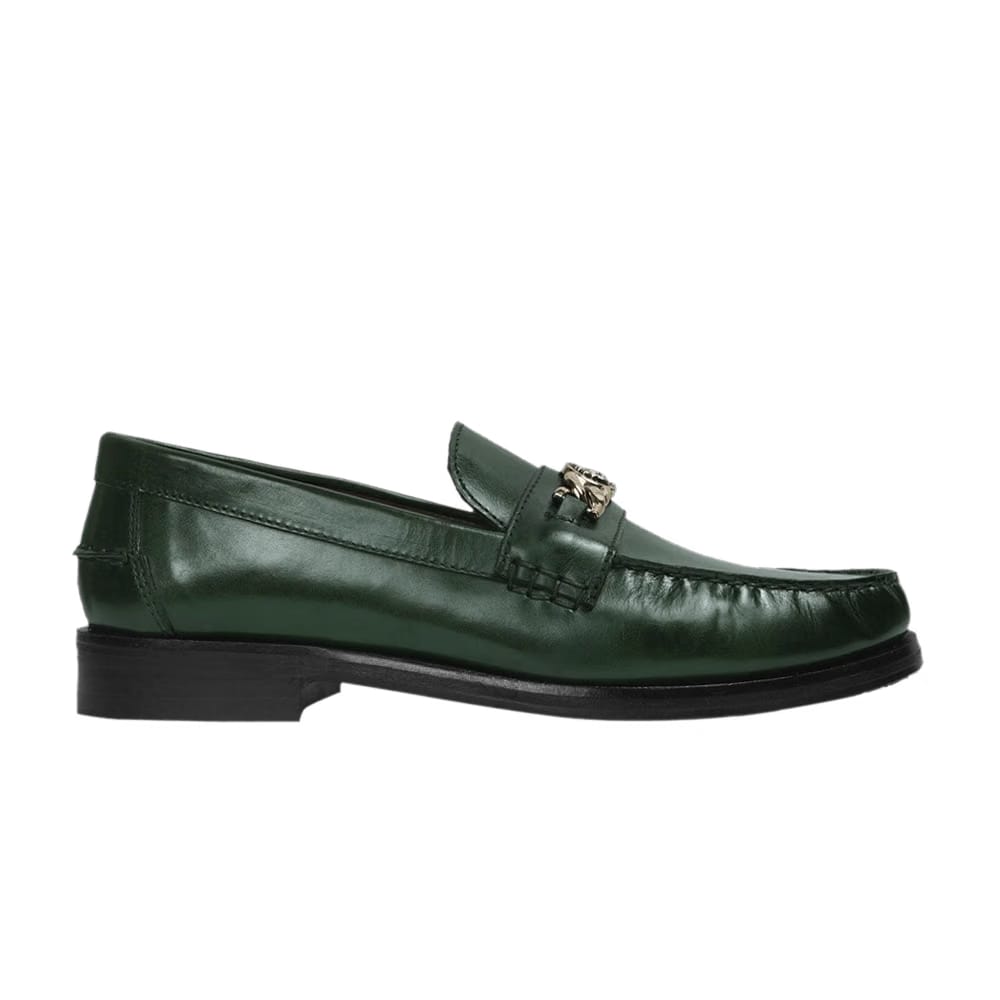 Versace Chain Leather Loafers Green