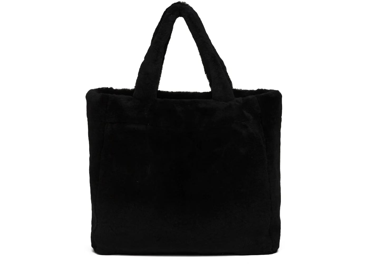 Prada Shearling Tote Bag Intarsia Logo Black/White