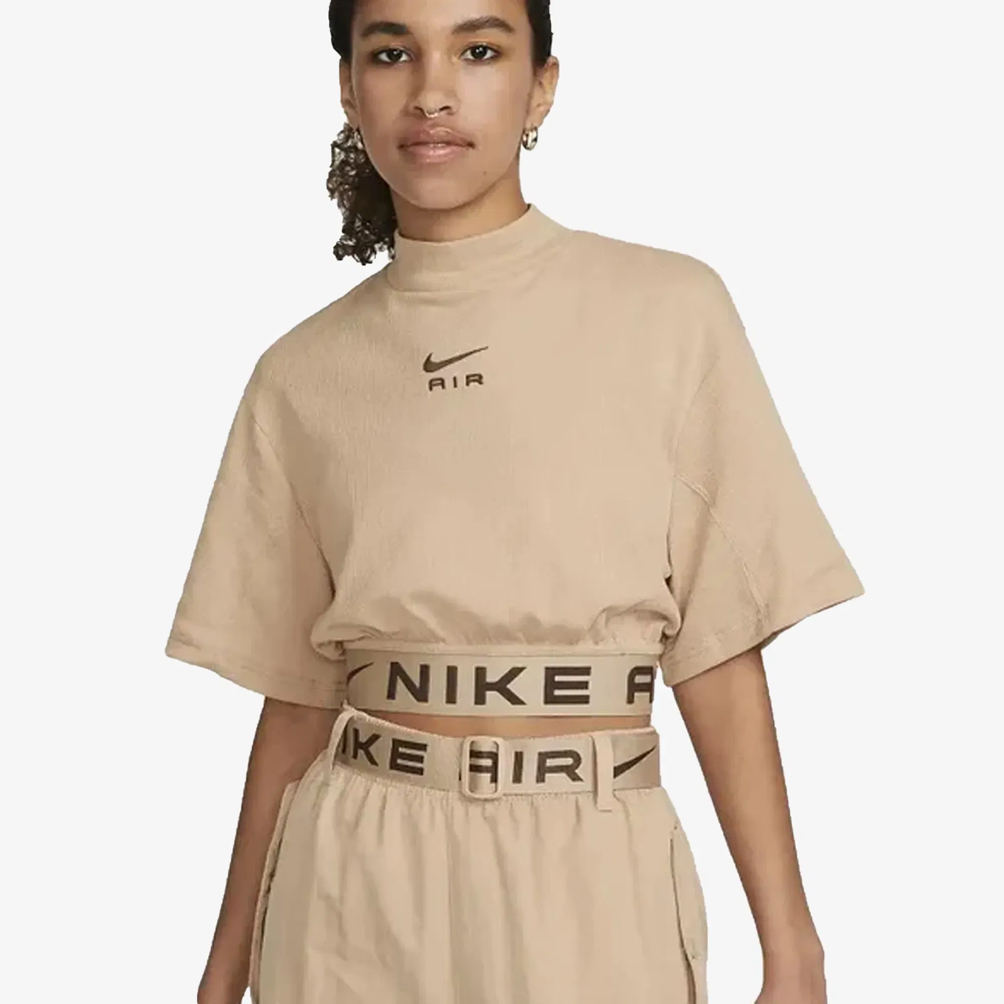 Nike SHORT-SLEEVE CROPPED TOP { HEMP/BAROQUE BROWN