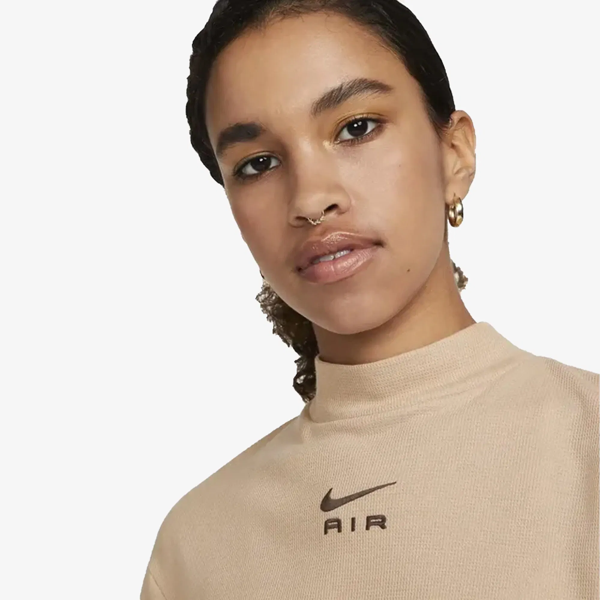 Nike SHORT-SLEEVE CROPPED TOP { HEMP/BAROQUE BROWN