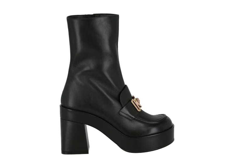 Versace Medusa Chain Booties Black Leather (Women's)