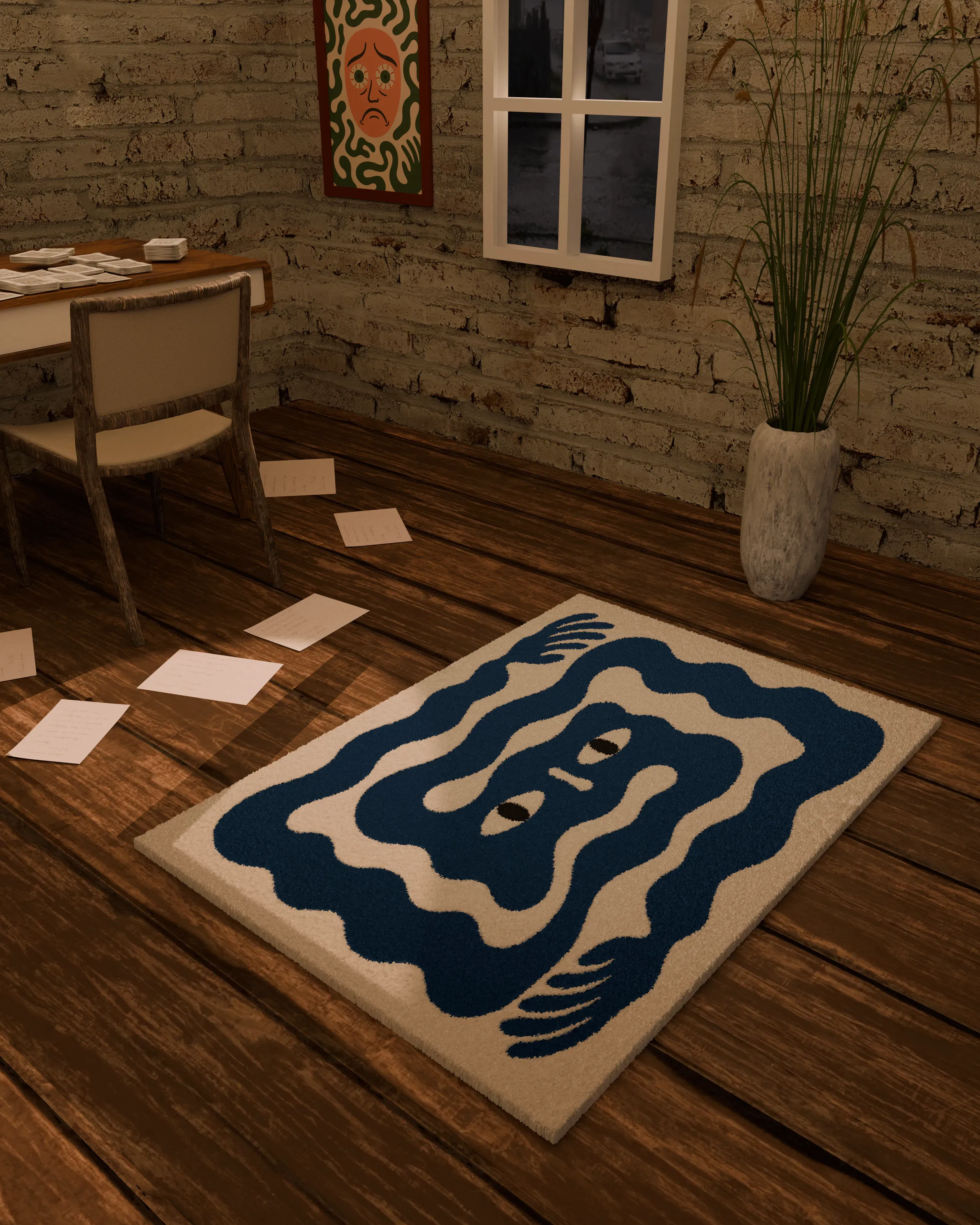 Anxiety hands emotion Tufted Custom Rug