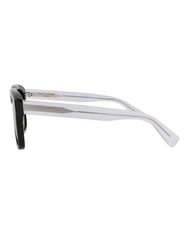 Saint Laurent Square-Frame Acetate Sunglasses Black/Crystal/Black (SL558-30013781-001)