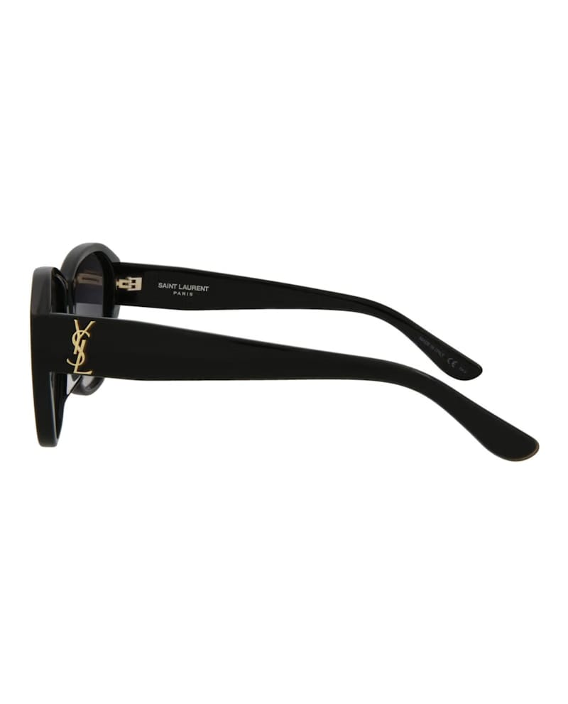 Saint Laurent Round-Frame Acetate Sunglasses Black Black Grey (SLM8F-30001590-001)
