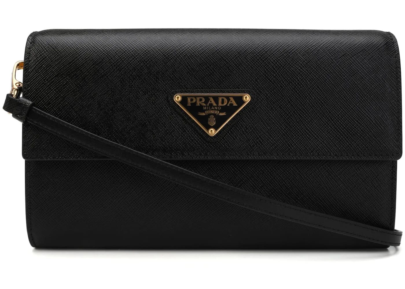 Prada Triangle Logo Strap Wallet Black