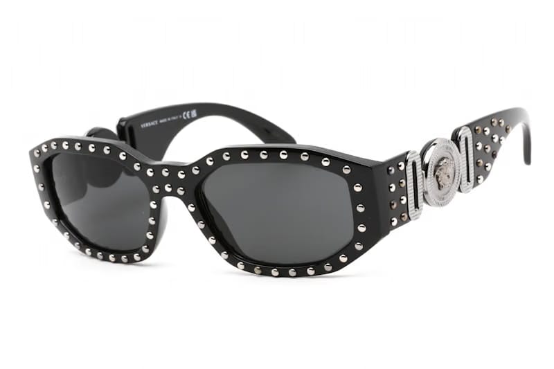 Versace Medusa Oval Sunglasses Black/Dark Grey (VE4361-539887 53)