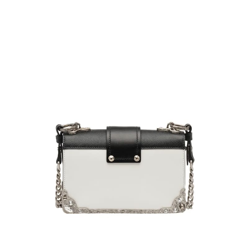 Prada Cahier Crystal Chain White