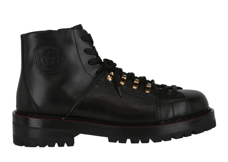 Versace Medusa Leather Ankle Boots Black