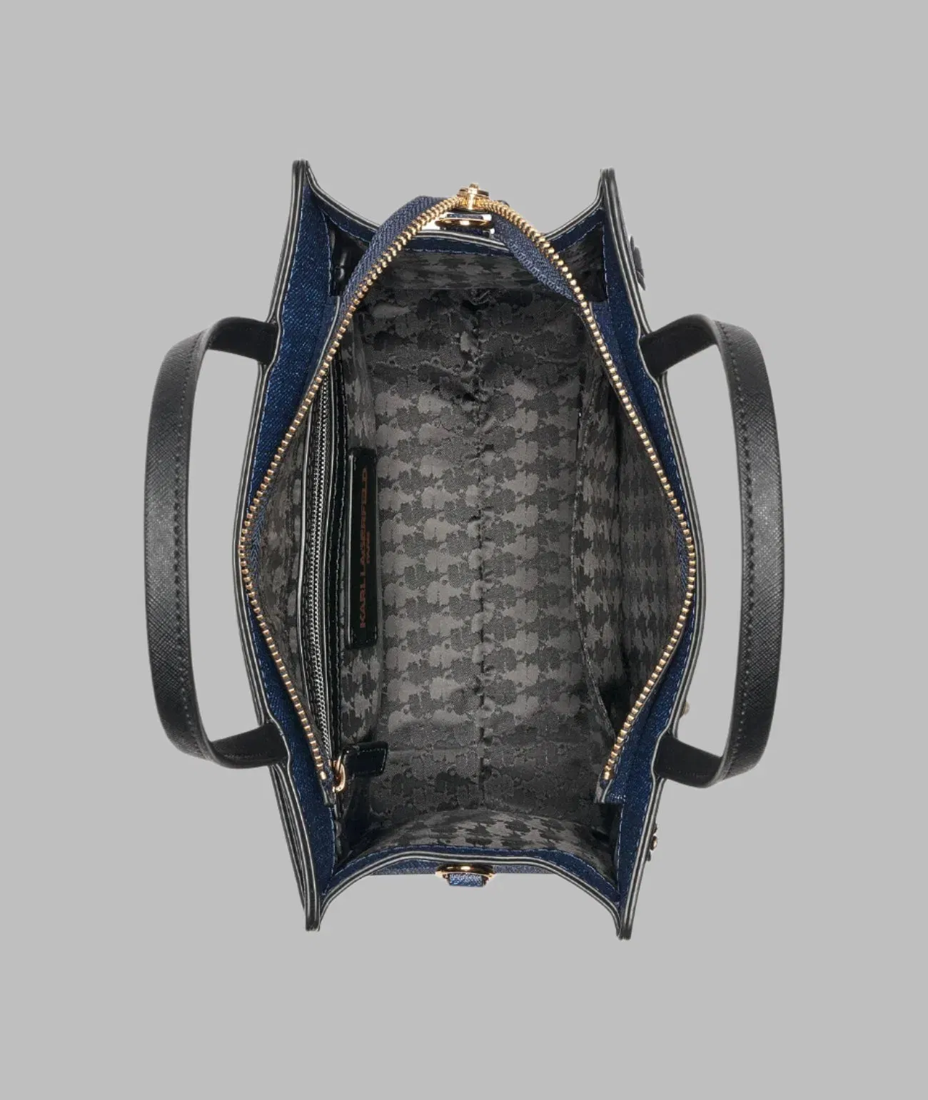 KarlLagerfeld Maybelle denim satchel with pins denim blue