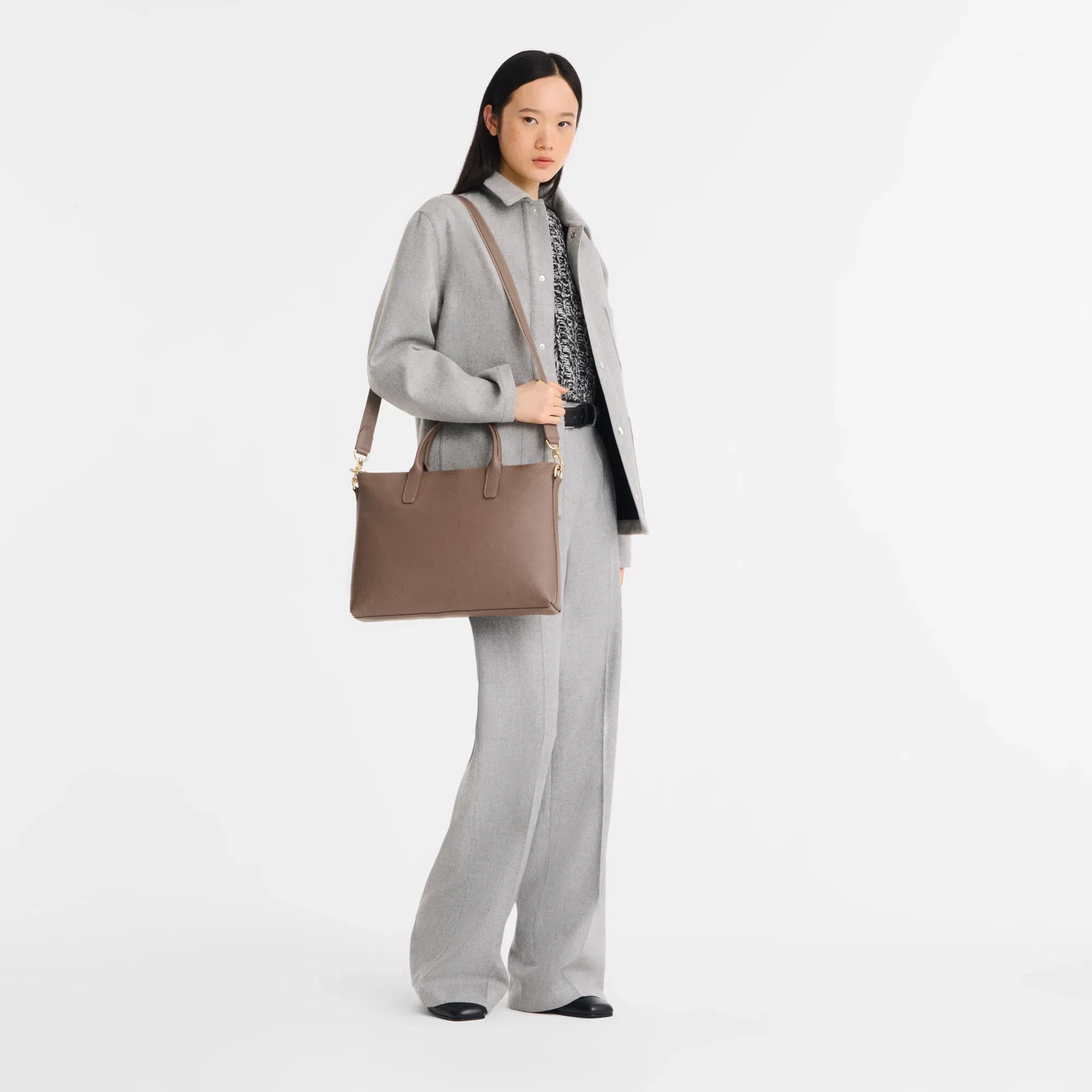 Longchamp Le Foulonné S Briefcase Taupe