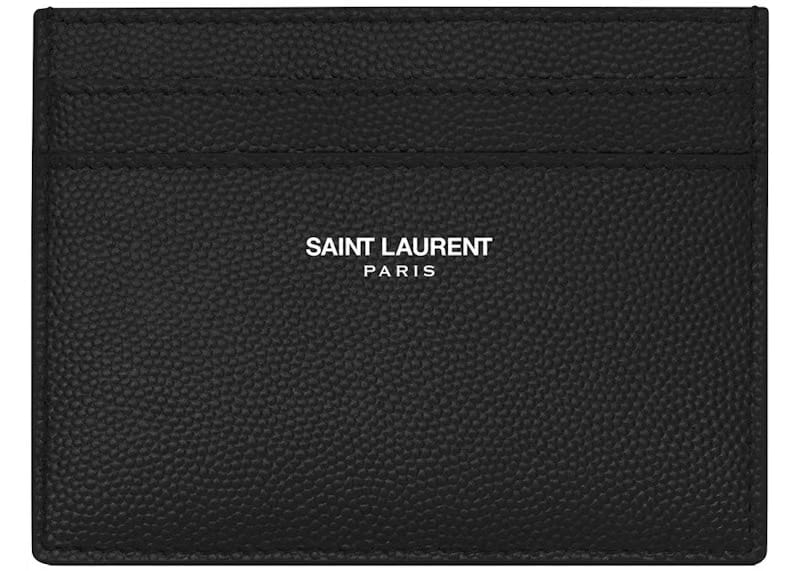 Saint Laurent Card Case Grain de Poudre Embossed Leather Black
