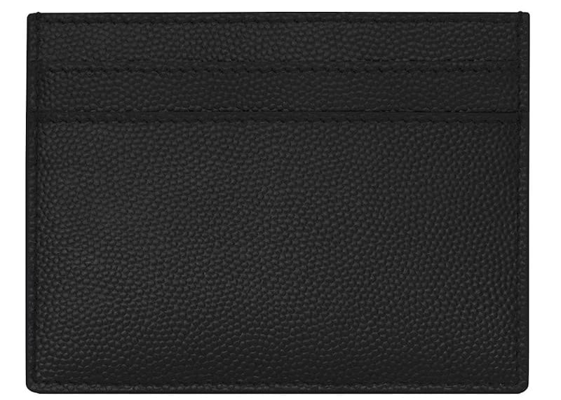 Saint Laurent Card Case Grain de Poudre Embossed Leather Black