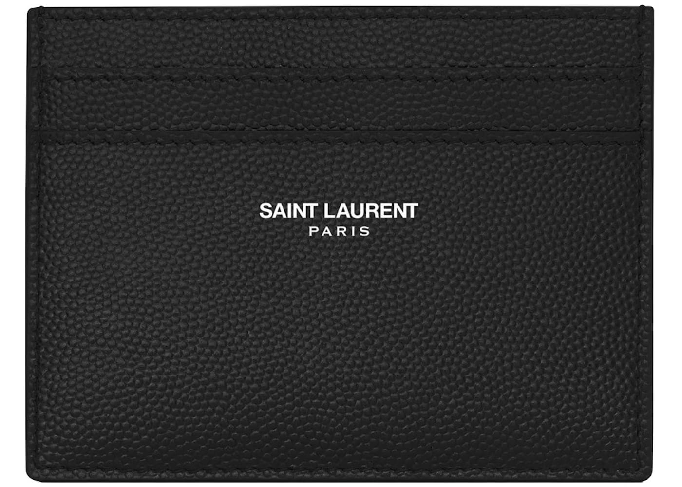 Saint Laurent Card Case Grain de Poudre Embossed Leather Black