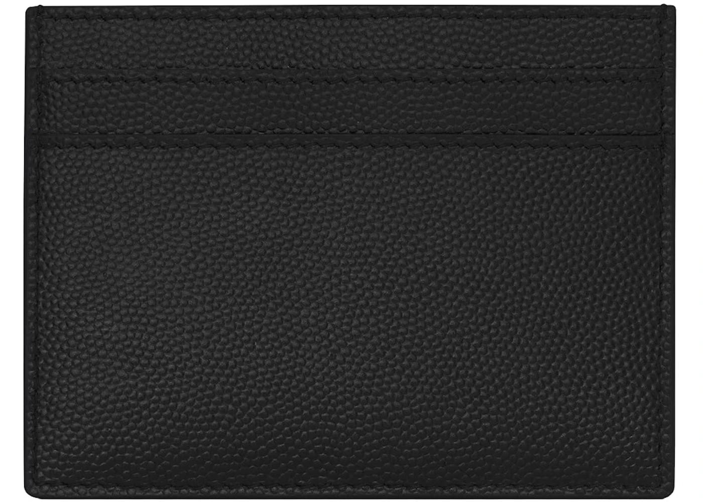 Saint Laurent Card Case Grain de Poudre Embossed Leather Black