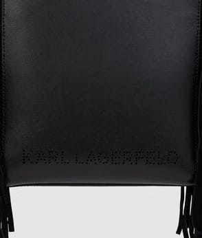 KarlLagerfeld Kcircle Small Fringe Tote Bag Black-Nickel
