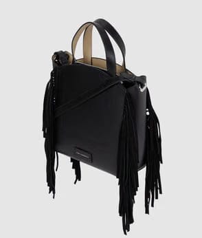 KarlLagerfeld Kcircle Small Fringe Tote Bag Black-Nickel