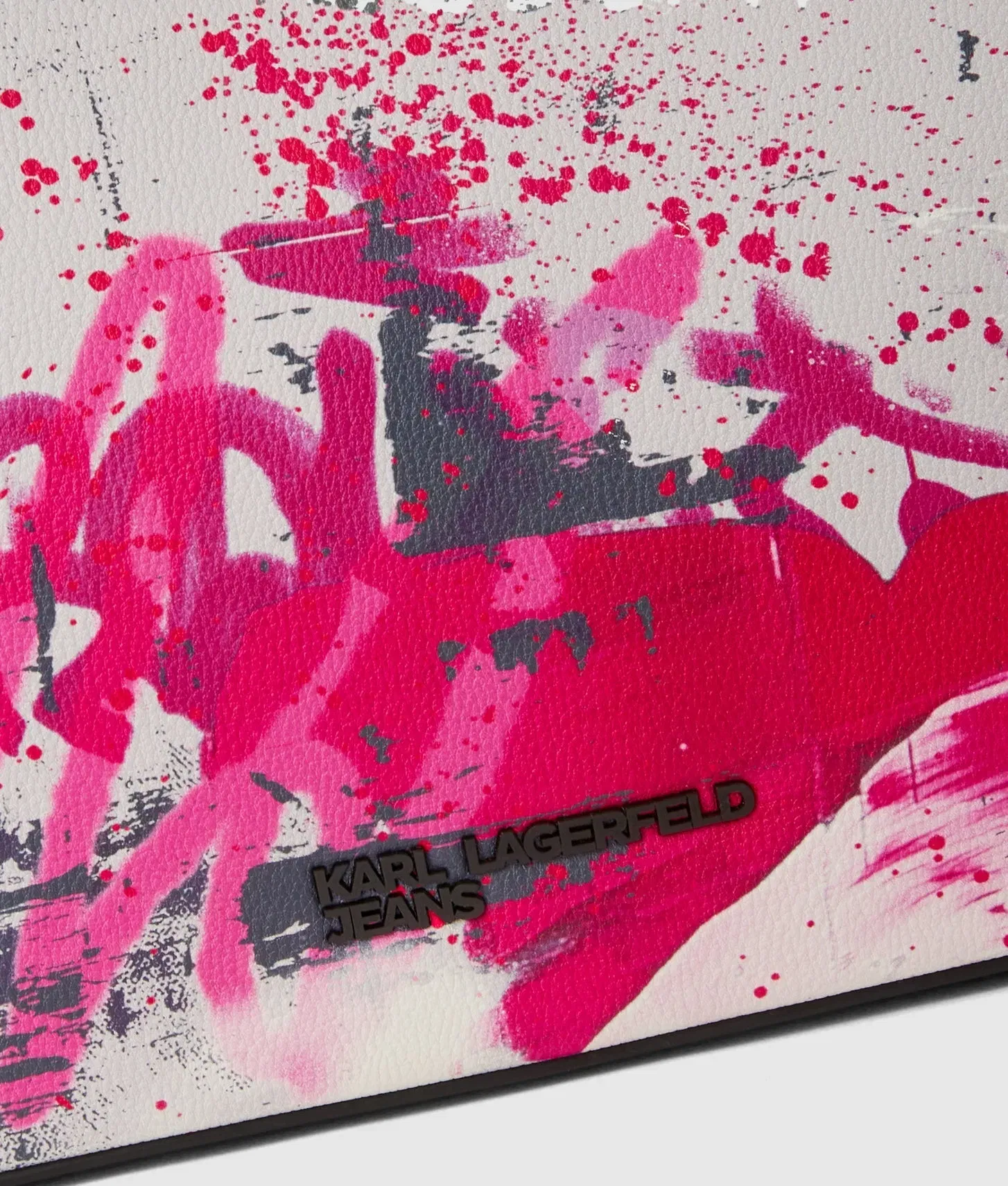 KarlLagerfeld Graffiti Print Shoulder Bag Painters Print Pink All Over Print