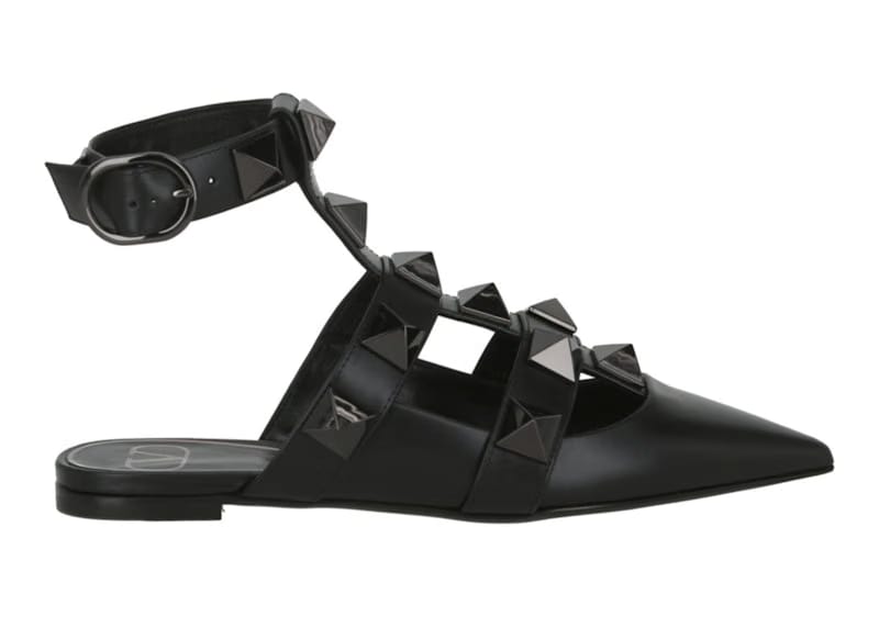 Valentino Roman Stud Ballerina Flats Black (Women's)