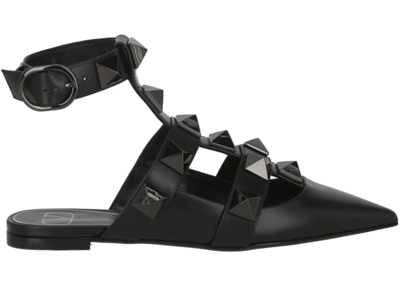 Valentino Roman Stud Ballerina Flats Black (Women's)