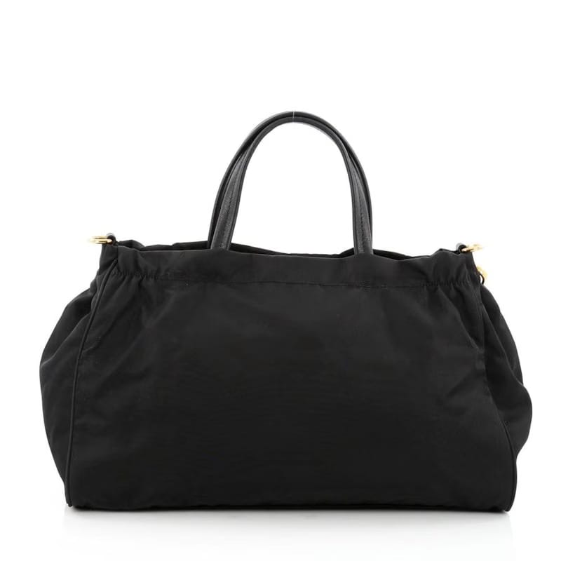 Prada Zip Convertible Tote Tessuto/Saffiano Medium Black
