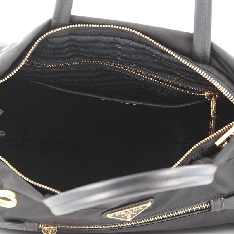 Prada Zip Convertible Tote Tessuto/Saffiano Medium Black