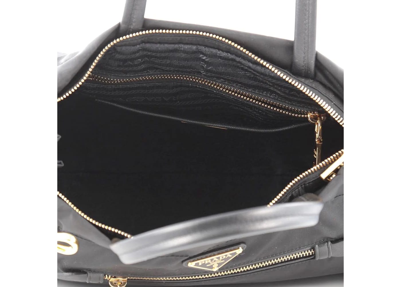 Prada Zip Convertible Tote Tessuto/Saffiano Medium Black